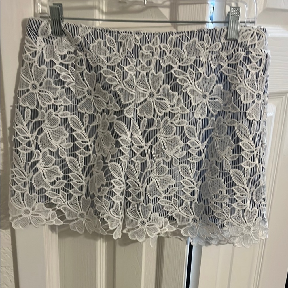 Adiva blue and white Embellished Mini Shorts